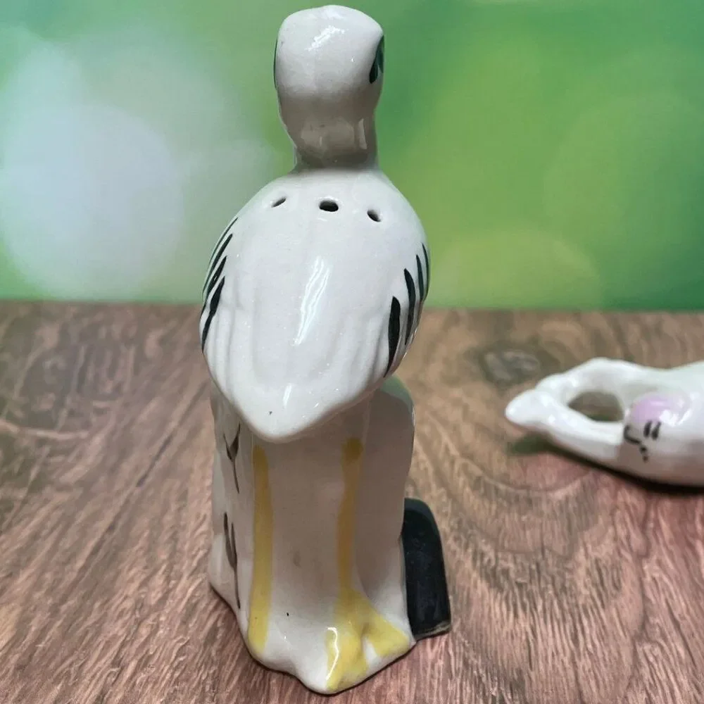 Vintage 1950's Rare Stork with Baby Bundle. Salt & Pepper Shaker.